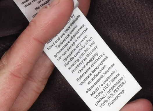 Monsoon Women's Brown Geometric Silk Dress Size 10