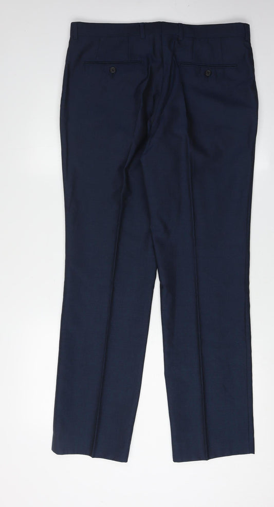 Next Men's Blue Dress Pants 34R - Formal Straight Trousers