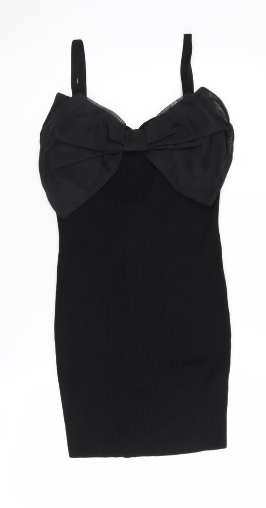 Additional front view of Miss Selfridge Women's Black Bodycon Dress, size 8-10