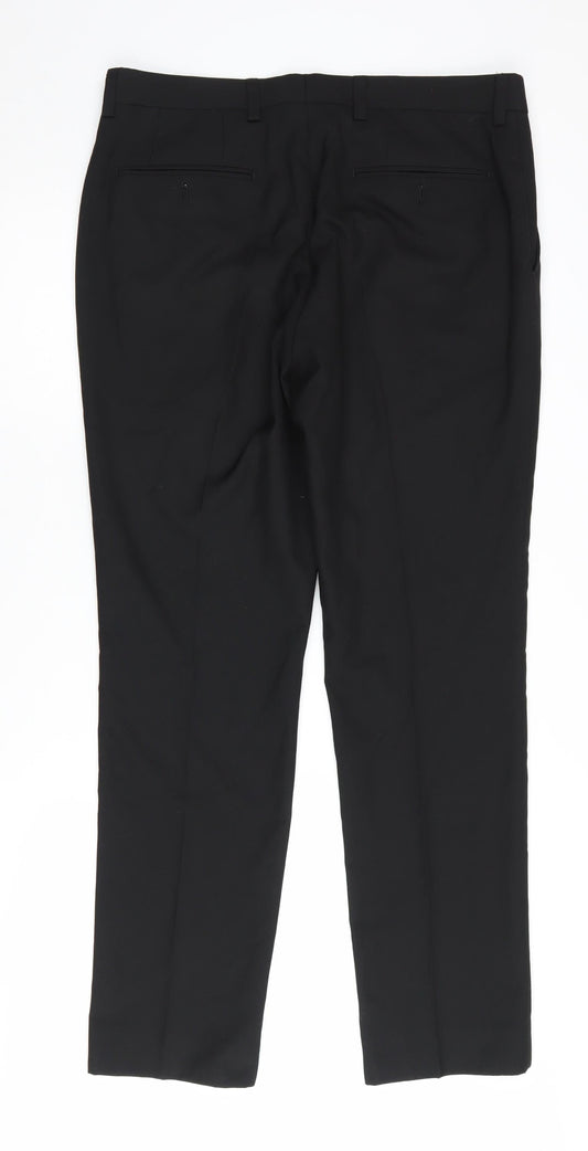 Next Men's Black Regular Fit Trousers Size 34