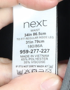 Next Men's Black Regular Fit Trousers Size 34