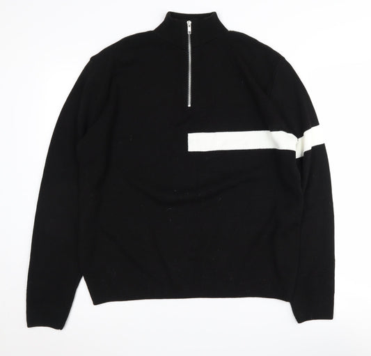 Mens UK Size M boohooMAN Black Full Zip Jumper