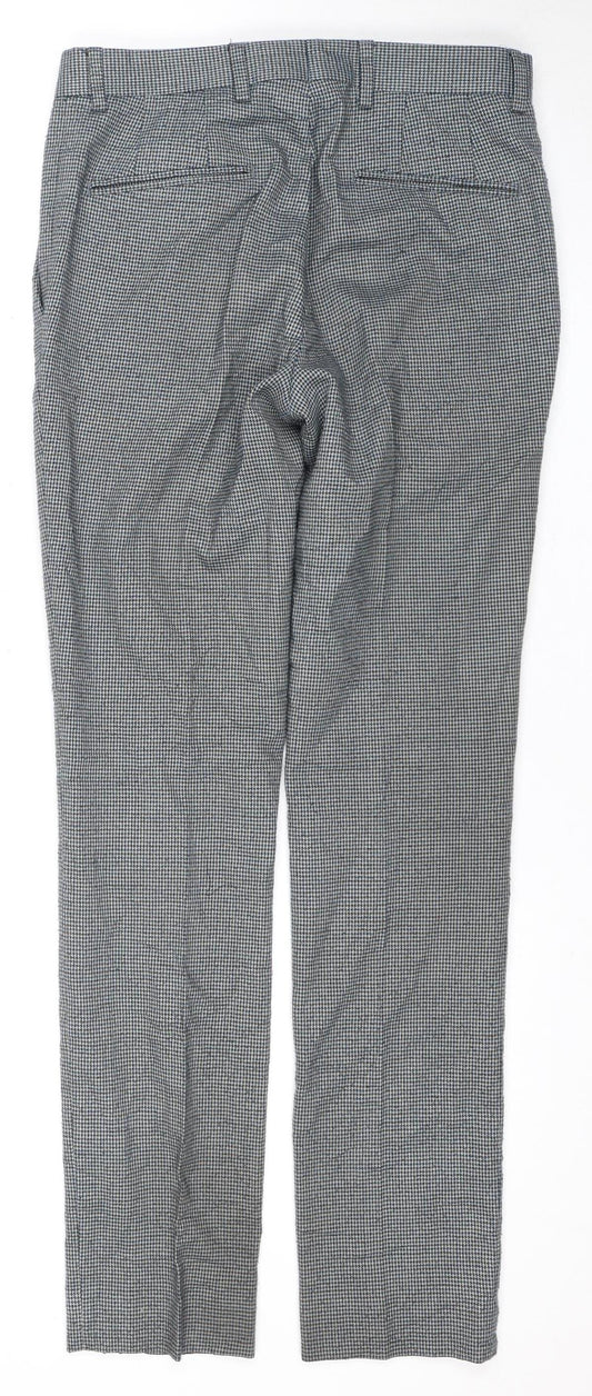 Topman Men's Grey Check Trousers - 28R