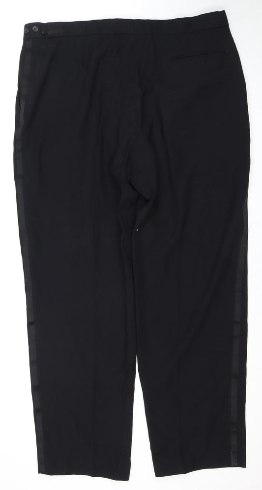 Daniel Hechter Men's Black Wool Trousers, 40 in Waist, Regular Fit