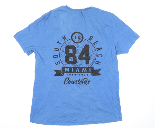 Topman Men's Blue Graphic Print T-Shirt, Medium