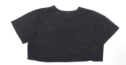 Womens UK Size L Hollister Black Cropped T-Shirt