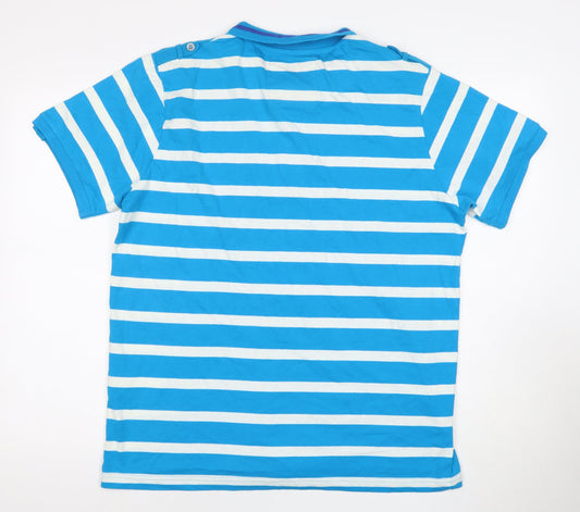 Dissident Men's Blue Striped Polo L