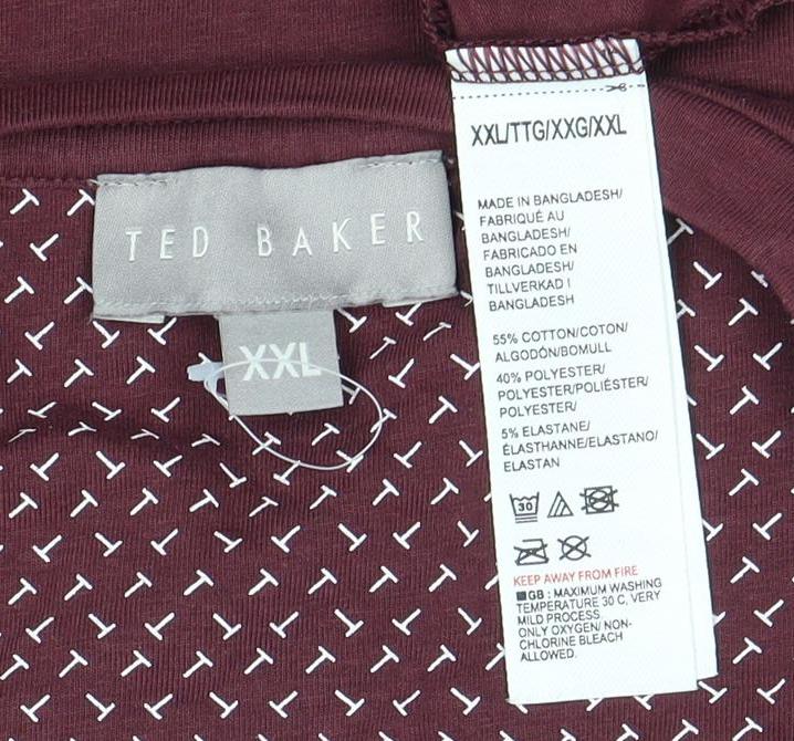 Ted Baker Men's Burgundy 2XL T-Shirt Crew Neck