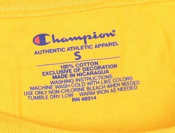 Mens UK Size S Champion Yellow T-Shirt