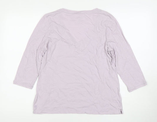 FatFace Women's Purple V-Neck Top, Size 10, 3/4 Sleeve