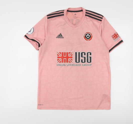 Unisex Adults UK Size M adidas Pink Football T-Shirt