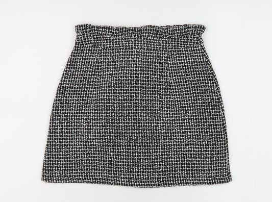 Topshop Women's Black Check Pencil Skirt UK 6