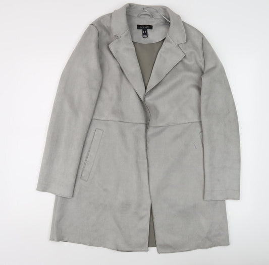 New Look Women's Grey Mid-Length Coat Size 6