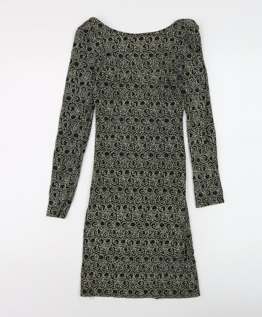 Additional front view of Miss Selfridge Women's Black Bodycon Dress, UK 8, Long Sleeve, Lace