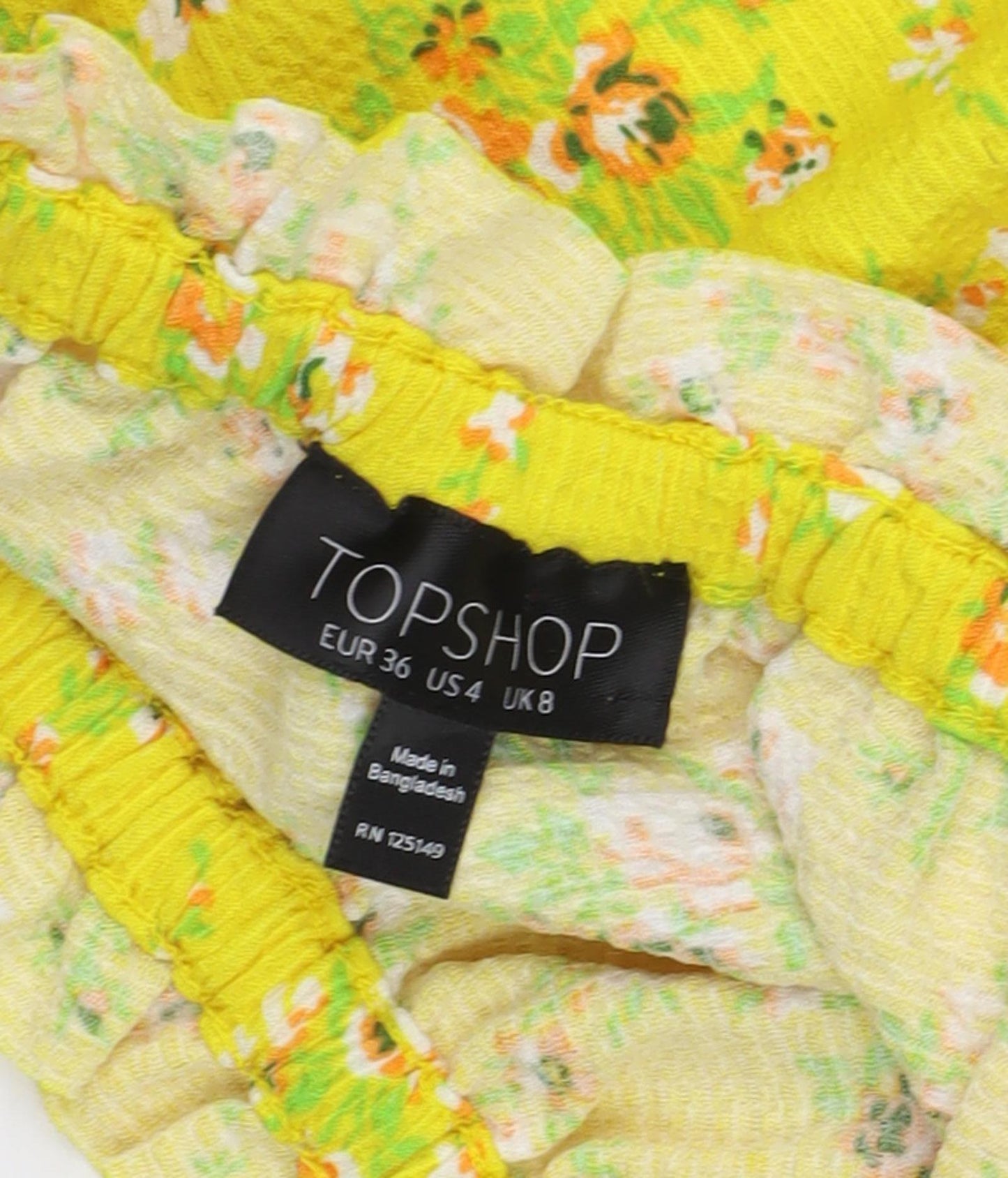 Womens UK Size 8 Topshop Yellow Cropped Blouse
