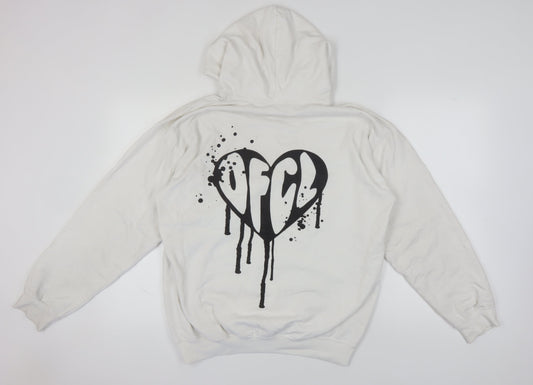 Boohoo White Hoodie for Women, Medium, Logo, Casual