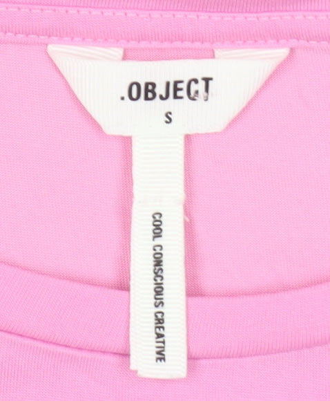 Womens UK Size S Object Pink Basic T-Shirt