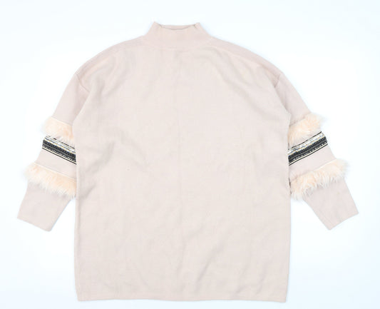 Womens UK Size M Quiz Beige Pullover Jumper