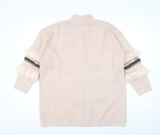 Womens UK Size M Quiz Beige Pullover Jumper