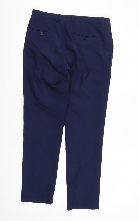 Mens UK Size 32R Burton Menswear London Skinny Fit Blue Trousers