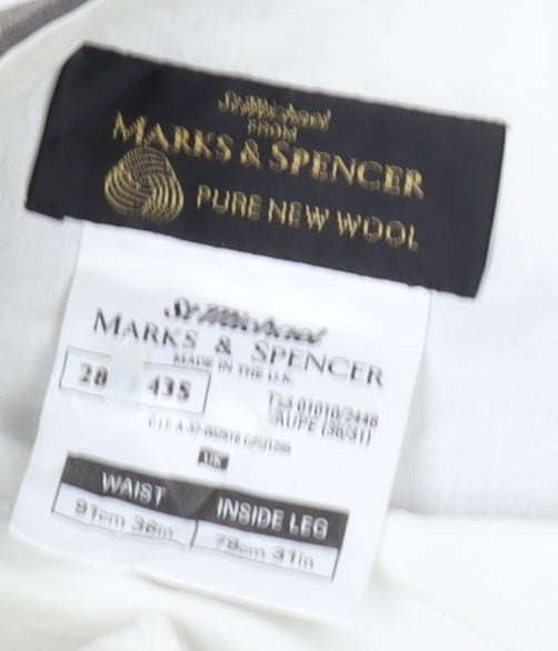 Marks and Spencer Men's Brown Wool Trousers Size 28