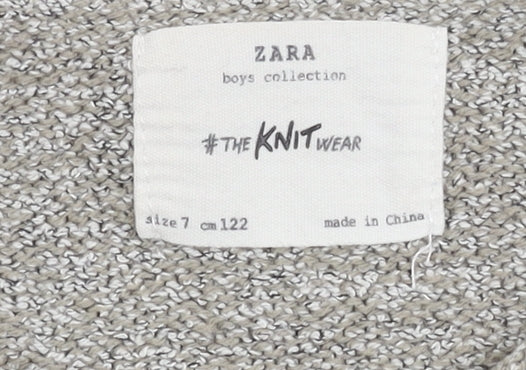 Zara Knitwear Girls Grey Jumper, Size 7 Years, Crew Neck