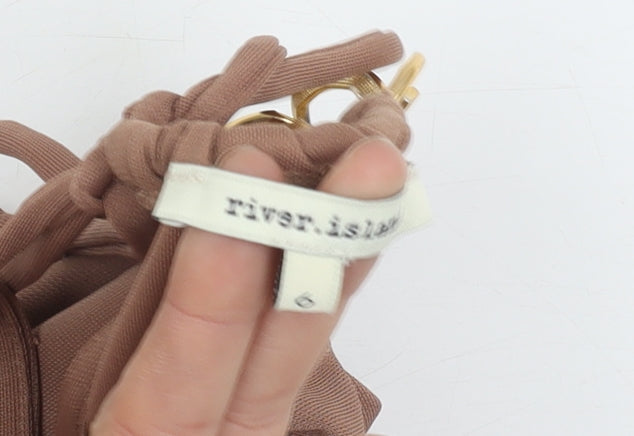 Womens UK Size 6 River Island Brown Wrap Blouse