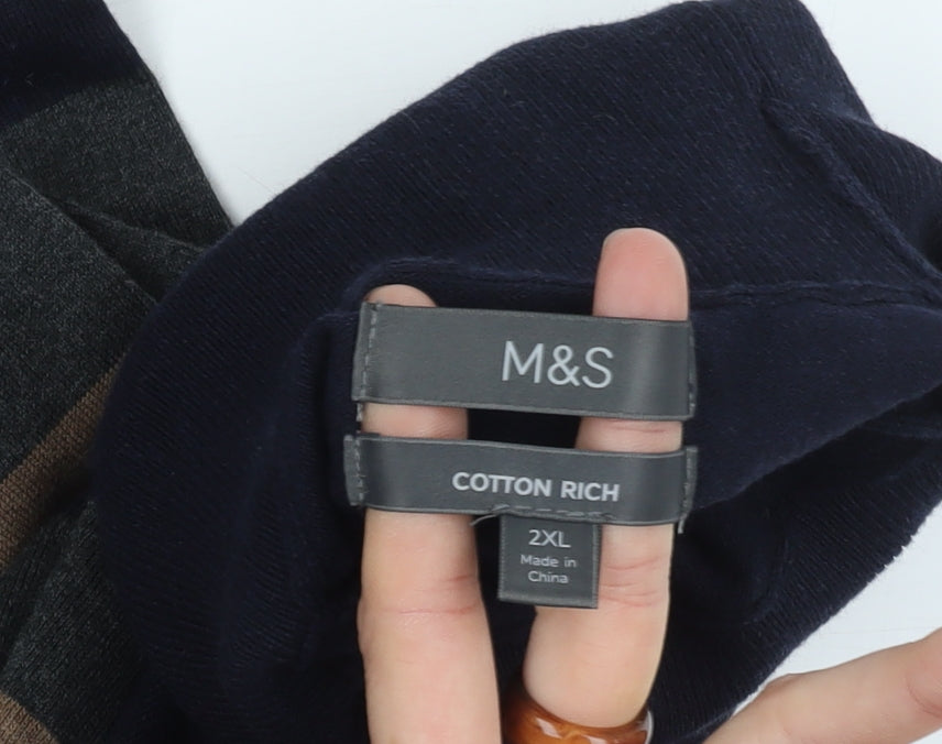 Marks and Spencer Men's 2XL Striped Pullover High Neck Jumper