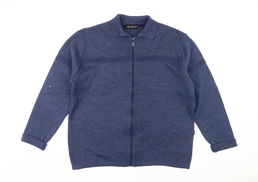 Kurt Muller Men's Blue Full Zip Cardigan Jumper XL