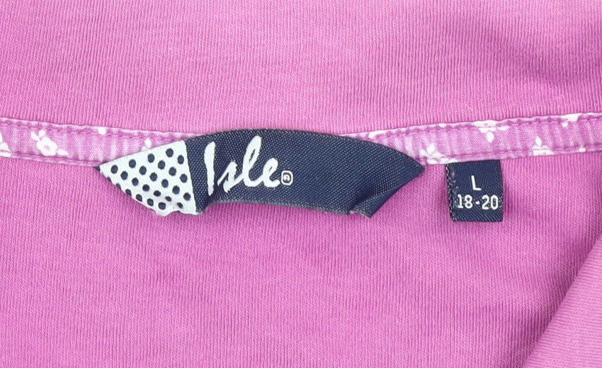 Isle Women's Pink Polo Top, Size L, Short Sleeve Cool Casual
