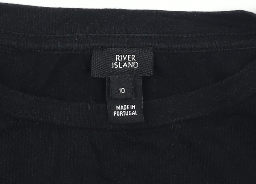River Island Unisex Black City Graphic T-Shirt, Size 10