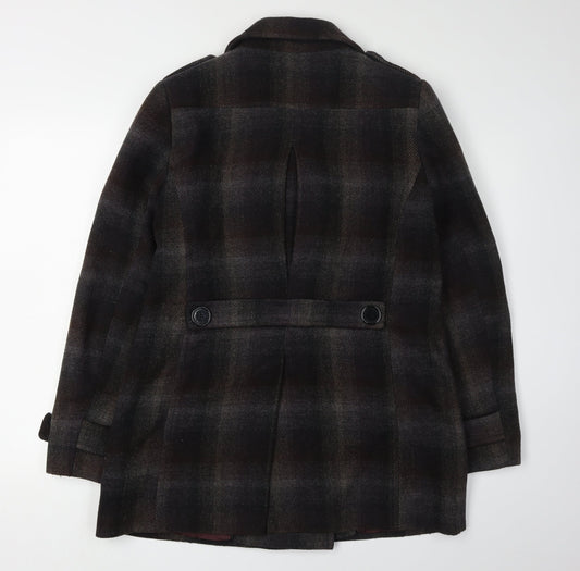 Austin Reed Women's Black Check Pea Coat Size 12