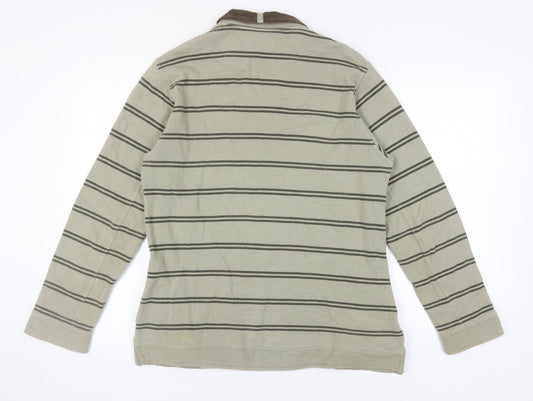 Wolsey Men's Beige Striped 1/4 Zip Sweatshirt M