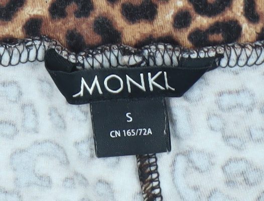 Monki Women's Biker Shorts, Animal Print, Small, Brown