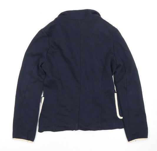 Mango Women's Blue Blazer, Size 10, Two-Button, Cotton