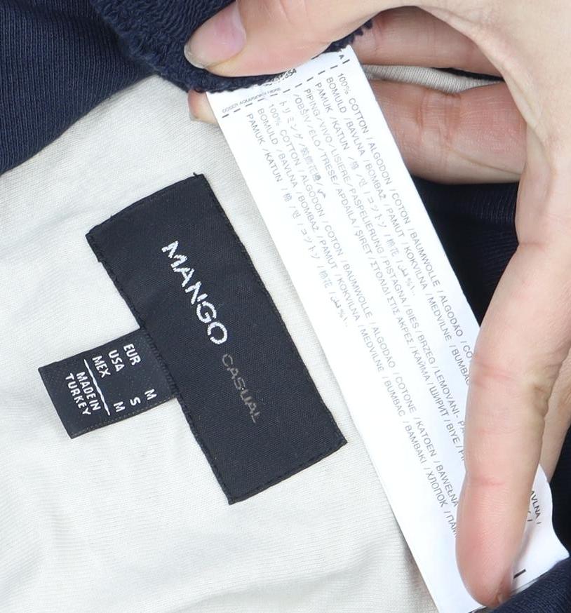 Mango Women's Blue Blazer, Size 10, Two-Button, Cotton