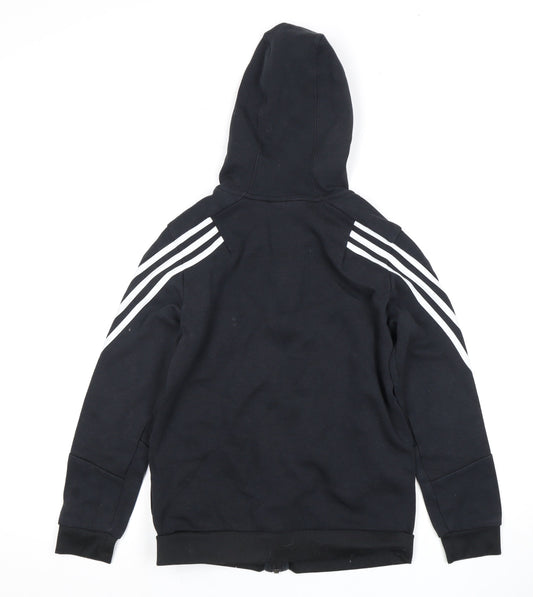 Back view of Adidas Black boys’ full zip hoodie, size 11, years, casual sports