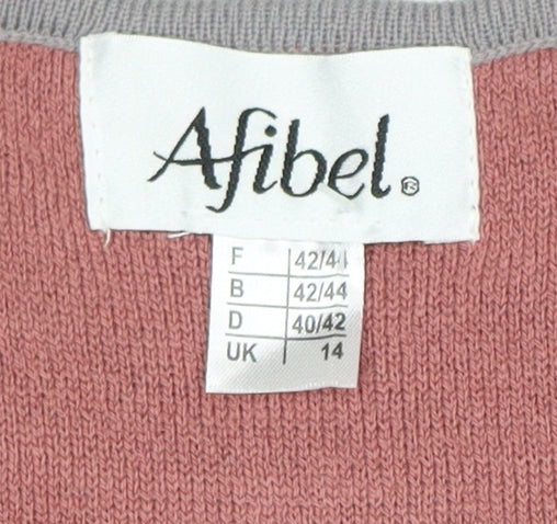 Womens UK Size 14 Afibel Grey Cardigan Jumper