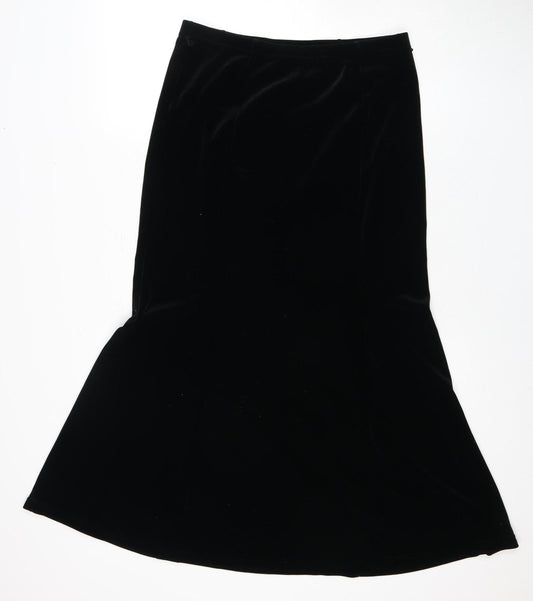 Amaranto Women's Black A-Line Velvet Midi Skirt Size 12