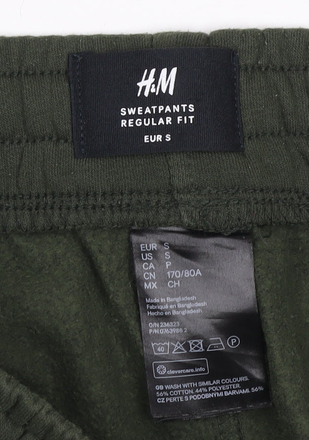 Mens UK Size S H&M Regular Fit Sweatpants Green Trousers