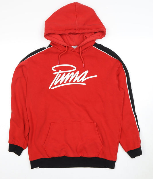Additional front view of Puma Red unisex hoodie, size 8, pullover style