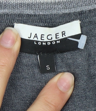 Jaeger Men's Grey Wool 1/2 Zip Jumper - Small