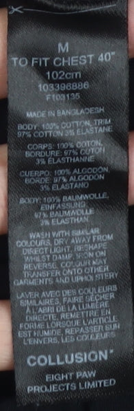 Unisex Adults UK Size M COLLUSION Black Basic T-Shirt