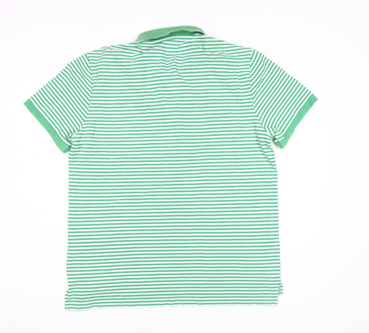 Lacoste Men's Green Striped Polo Shirt