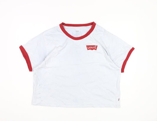 Womens UK Size L Levi's White Ringer T-Shirt