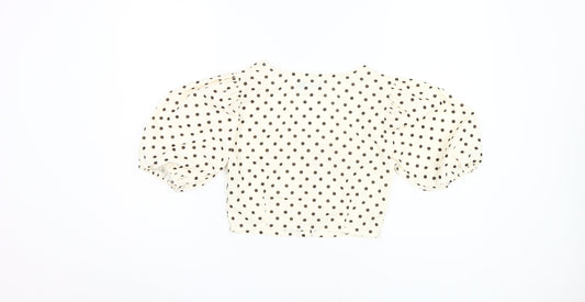 Boohoo Women's Ivory Polka Dot Puff Sleeve Blouse