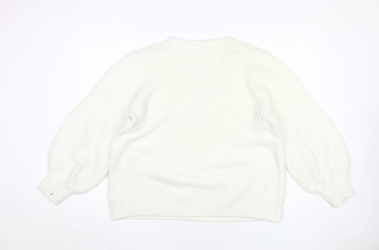 Damart Women's White V-Neck Jumper XL