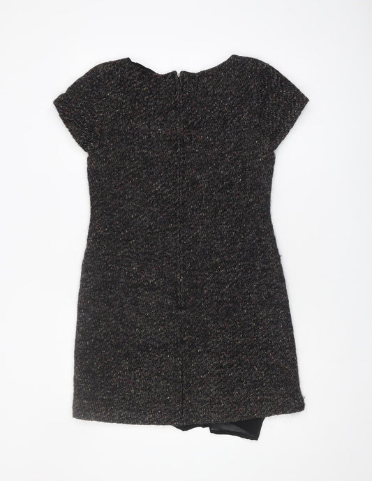 Jigsaw Women's Black Wool Blend Short Sleeve Shift Dress