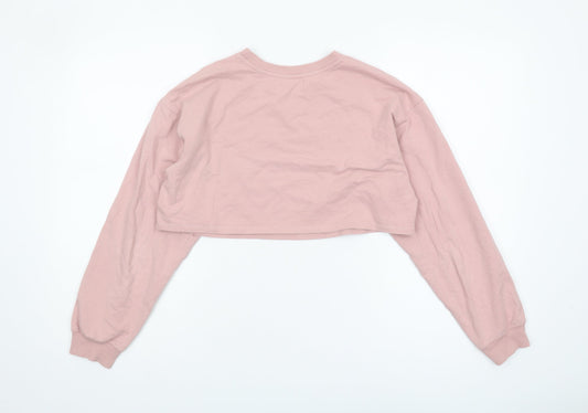 Bershka Women's Pink Pullover Sweatshirt S, Casual Cotton