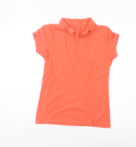 Womens UK Size XS Calvin Klein Jeans Orange Polo